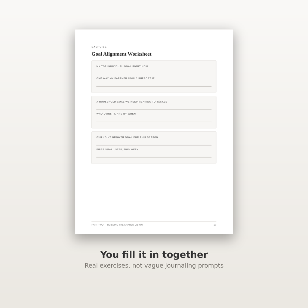 Goal Alignment Worksheet — a fill-in exercise couples complete together