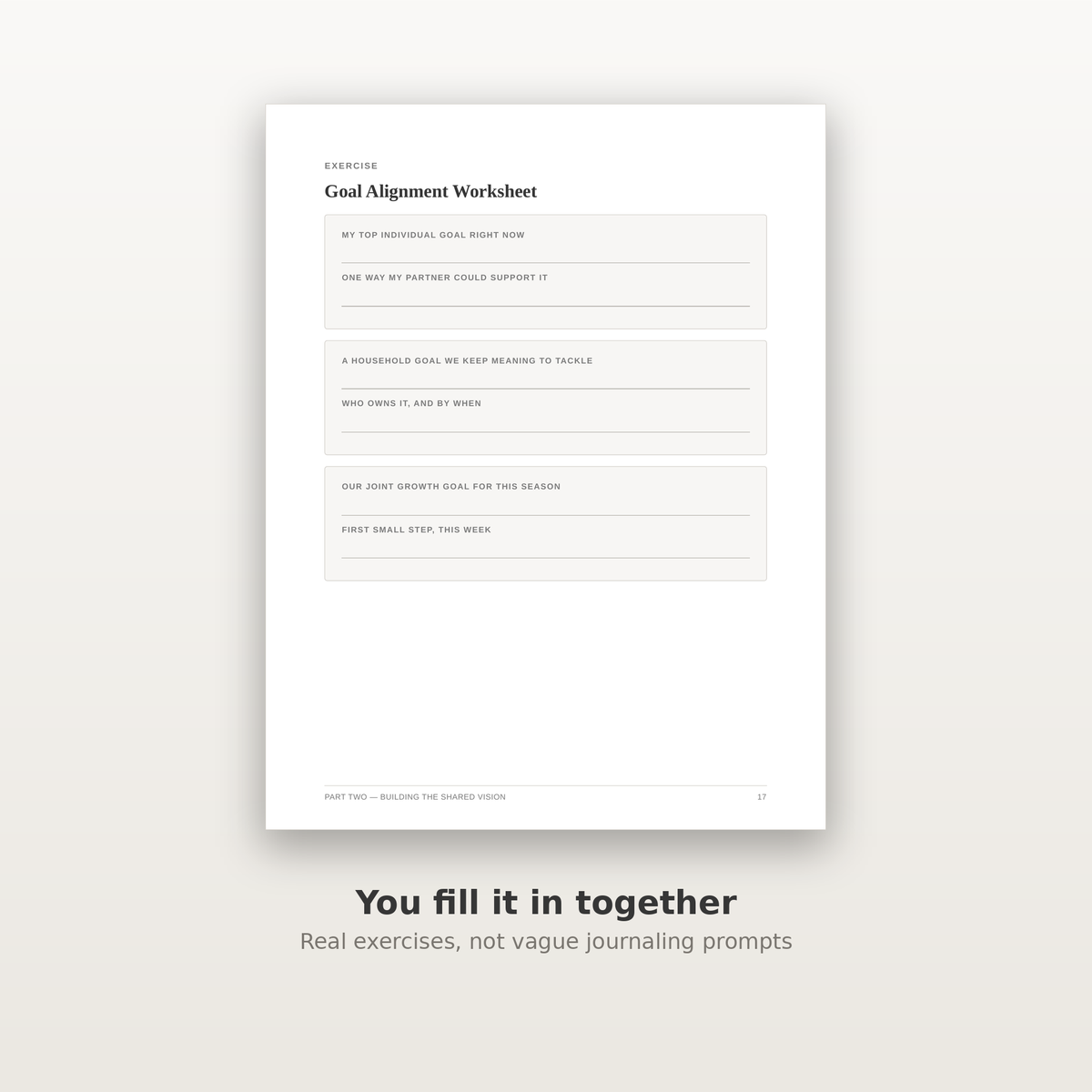 Goal Alignment Worksheet — a fill-in exercise couples complete together