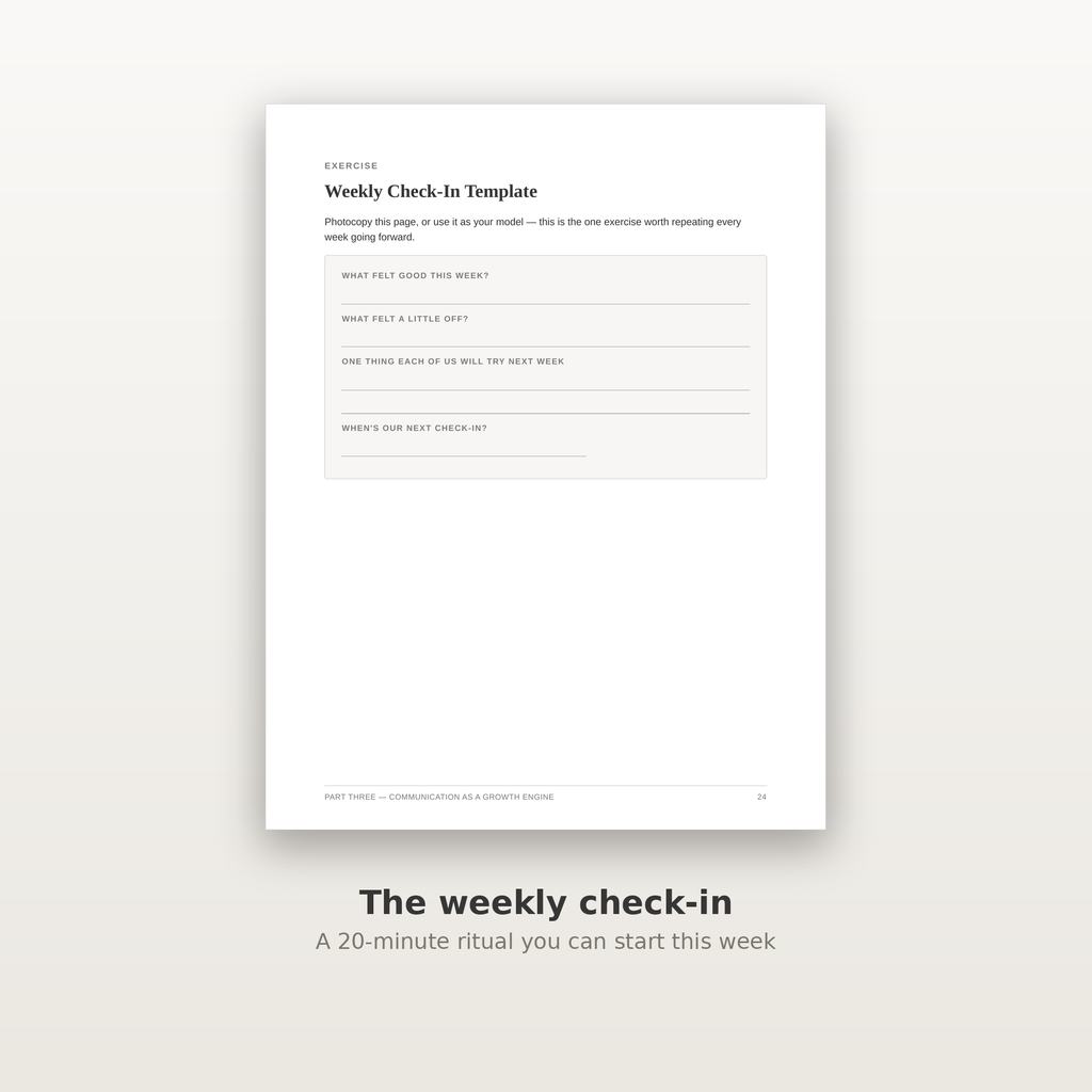 Weekly Check-In Template — a 20-minute relationship ritual you can repeat